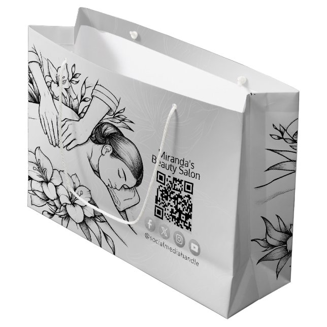 Massage Therapy Healing Hands Energy Spa Wellness Large Gift Bag (Front Angled)