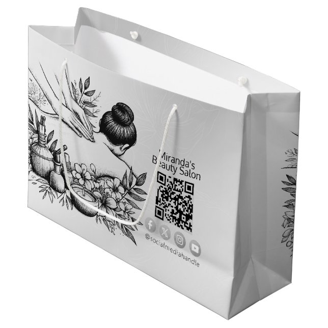 Massage Therapy Healing Hands Energy Spa Wellness Large Gift Bag (Front Angled)