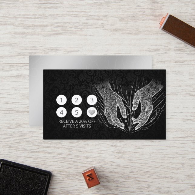 Massage Therapy Healing Hands Energy Spa Wellness Loyalty Card (Front/Back In Situ)