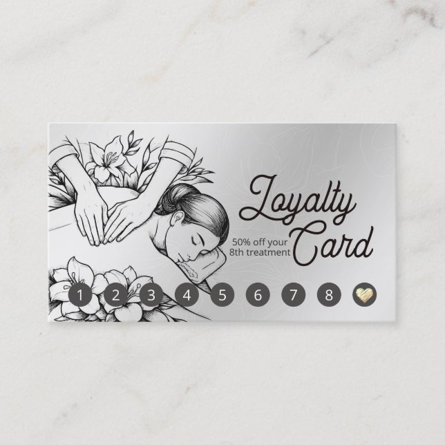 Massage Therapy Healing Hands Energy Spa Wellness Loyalty Card (Front)