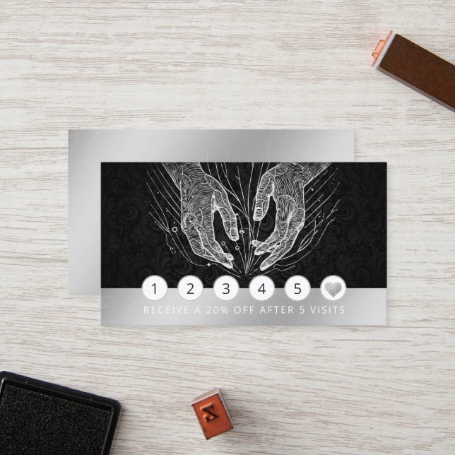 Massage Therapy Healing Hands Energy Spa Wellness Loyalty Card (Front/Back In Situ)