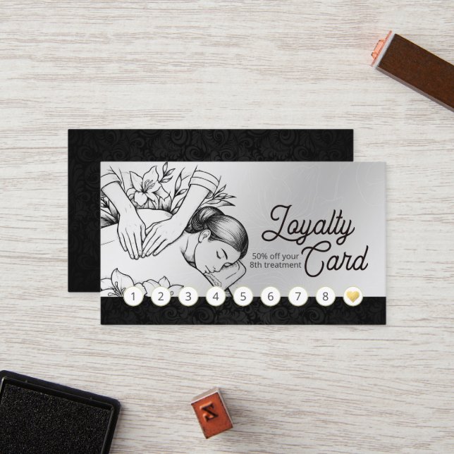 Massage Therapy Healing Hands Energy Spa Wellness Loyalty Card (Front/Back In Situ)