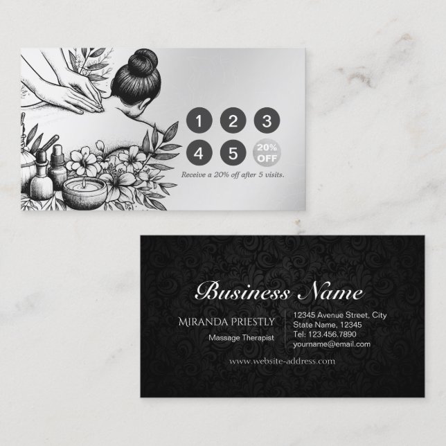 Massage Therapy Healing Hands Energy Spa Wellness Loyalty Card (Front/Back)