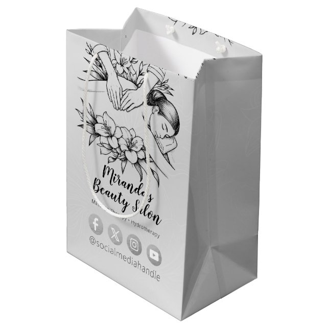 Massage Therapy Healing Hands Energy Spa Wellness Medium Gift Bag (Back Angled)