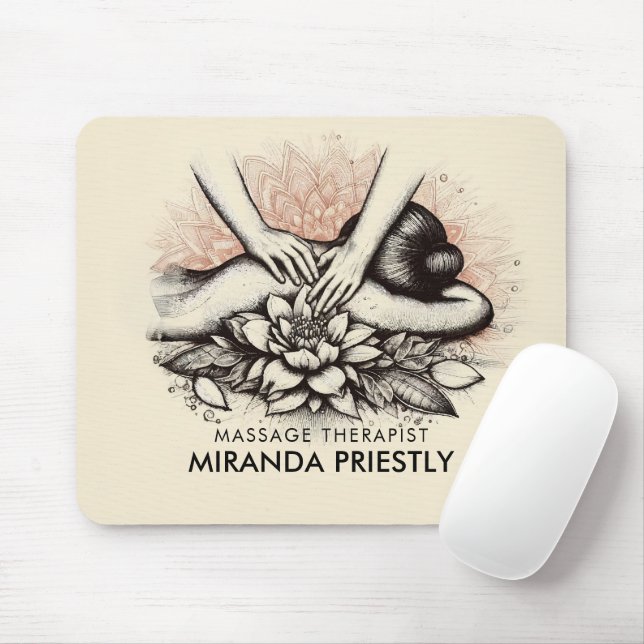 Massage Therapy Healing Hands Energy Spa Wellness Mouse Mat (With Mouse)