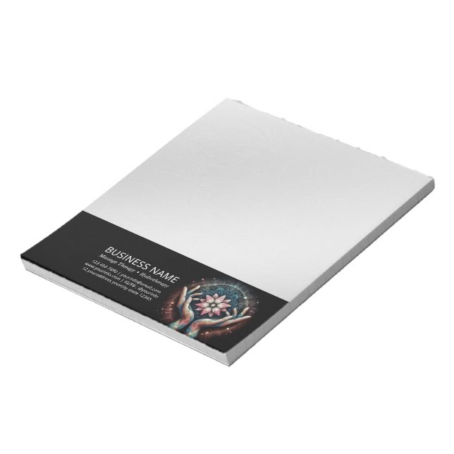 Massage Therapy Healing Hands Energy Spa Wellness Notepad (Rotated)