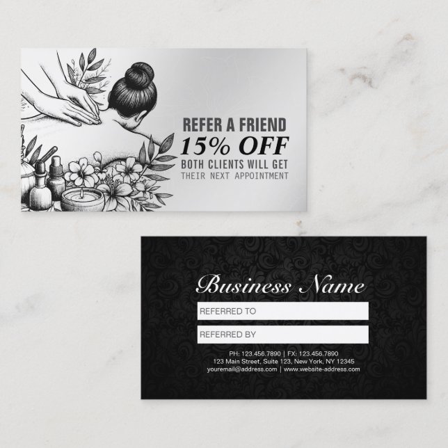 Massage Therapy Healing Hands Energy Spa Wellness Referral Card (Front/Back)