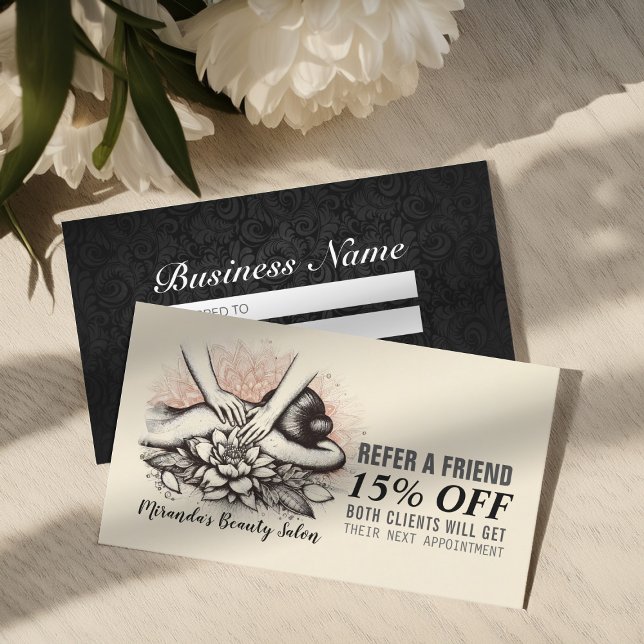 Massage Therapy Healing Hands Energy Spa Wellness Referral Card (Creator Uploaded)