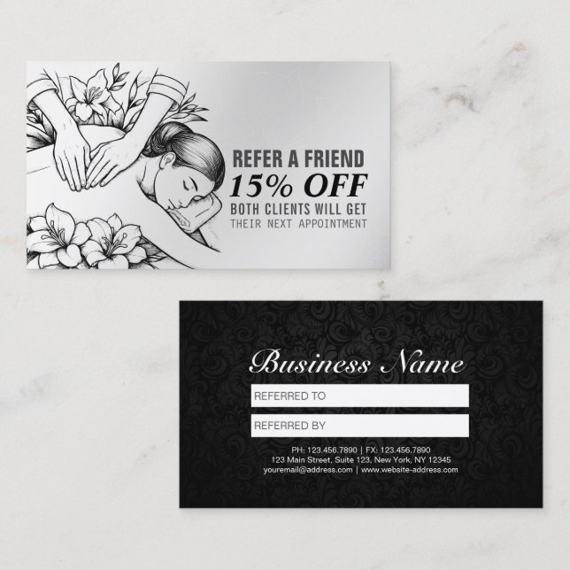 Massage Therapy Healing Hands Energy Spa Wellness Referral Card (Front/Back)