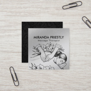 Massage Therapy Healing Hands Energy Spa Wellness Square Business Card
