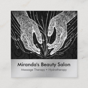 Massage Therapy Healing Hands Energy Spa Wellness Square Business Card