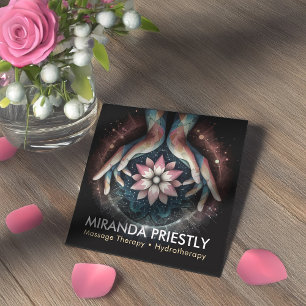 Massage Therapy Healing Hands Energy Spa Wellness Square Business Card