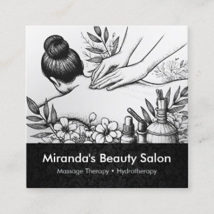 Massage Therapy Healing Hands Energy Spa Wellness Square Business Card