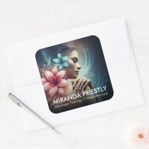Massage Therapy Healing Hands Energy Spa Wellness Square Sticker