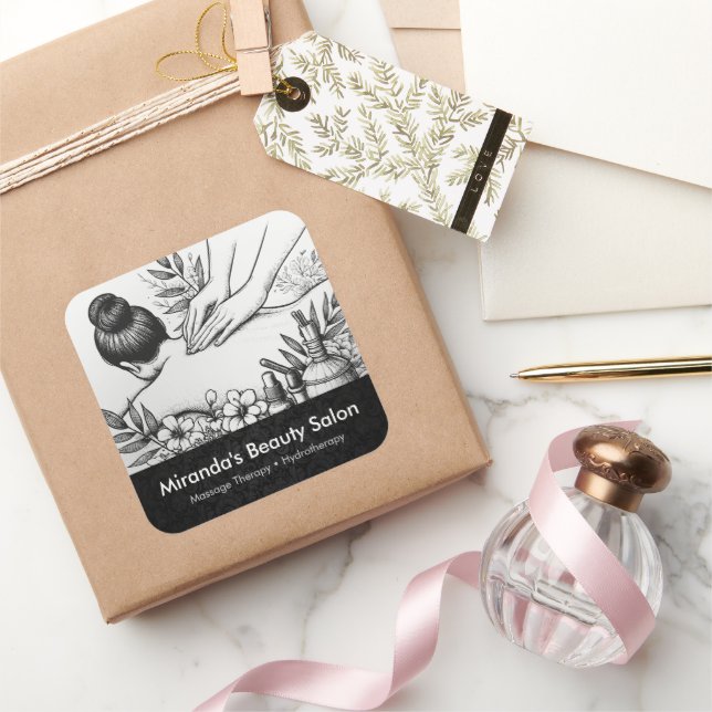 Massage Therapy Healing Hands Energy Spa Wellness Square Sticker (Gifting)