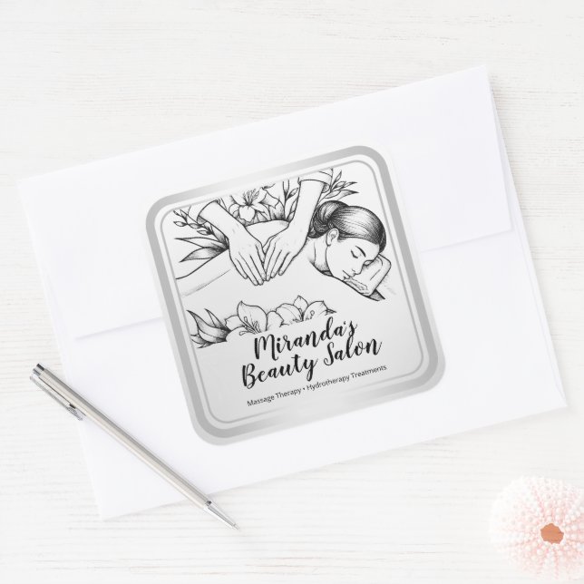Massage Therapy Healing Hands Energy Spa Wellness Square Sticker (Envelope)