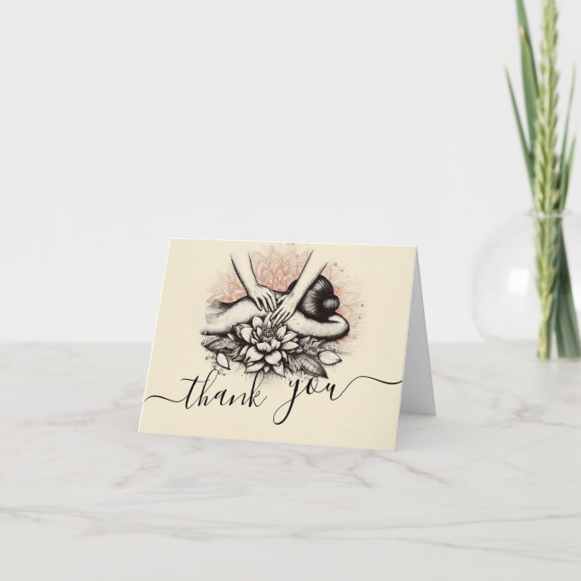 Massage Therapy Healing Hands Energy Spa Wellness Thank You Card (Front)
