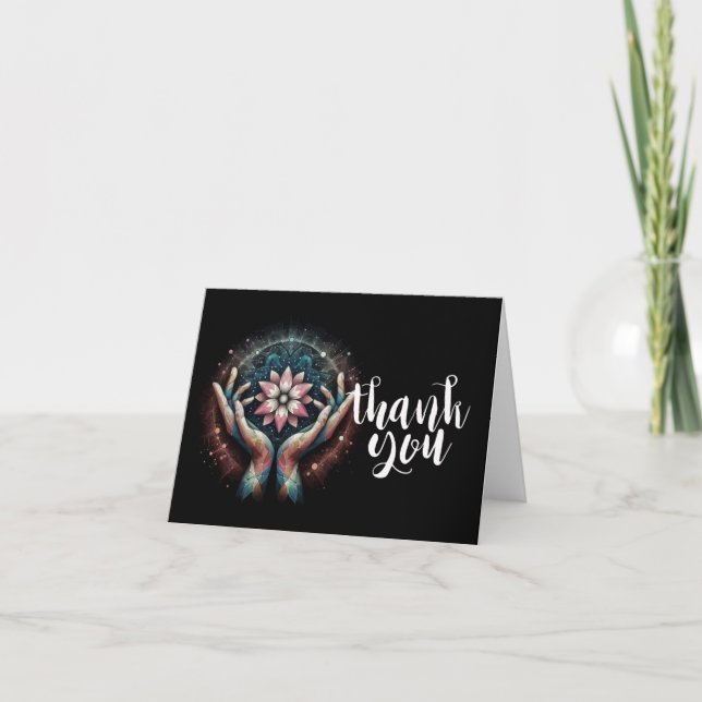 Massage Therapy Healing Hands Energy Spa Wellness Thank You Card (Front)