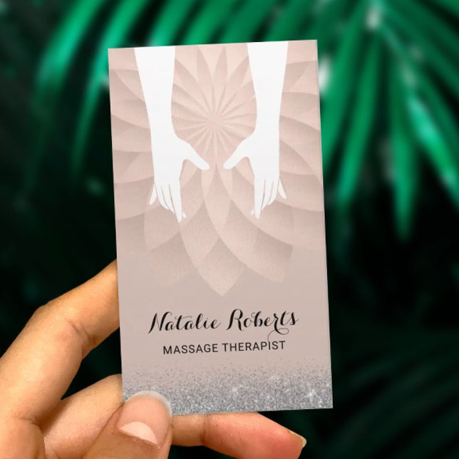 Massage Therapy Healing Hands Geometric Spiral Spa Business Card (Creator Uploaded)