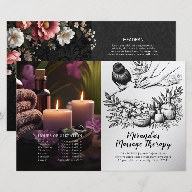 Massage Therapy Healing Hands Price Bifold Flyer (Front/Back)