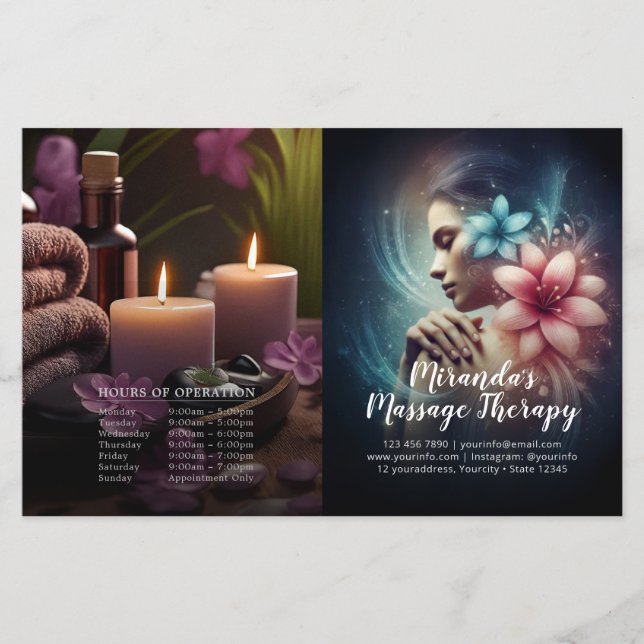 Massage Therapy Healing Hands Price Bifold Flyer (Front)