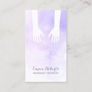 Massage Therapy Healing Hands Purple Watercolor Business Card