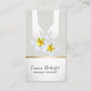 Massage Therapy Healing Hands Silver Linen Spa Business Card