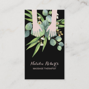 Massage Therapy Healing Hands Spa Botanical Business Card