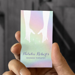 Massage Therapy Healing Hands Spa Holographic Business Card