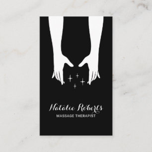 Massage Therapy Healing Hands Wellness Plain Black Business Card
