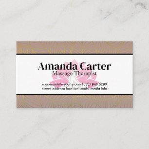 Massage Therapy Logo   Gold Leaves Pattern Business Card