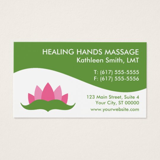 Massage Therapy Lotus Flower Business Cards