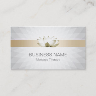 Massage Therapy Lotus Healing Salon Modern Silver Business Card