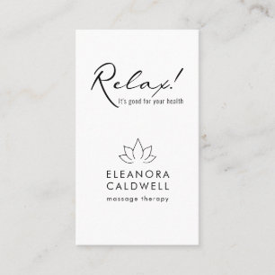 Massage Therapy Lotus Logo Black and White Business Card