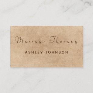 Massage Therapy Modern Script Boho Paper Texture   Business Card