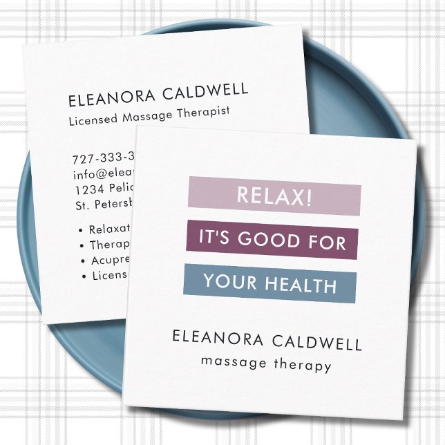 Massage Therapy Modern Stripes Square Business Card (Massage Therapy Modern Stripes Square Business Card)