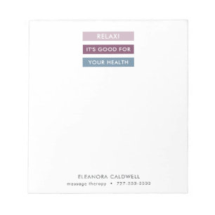 Massage Therapy Modern Stripes Tag Line Notepad