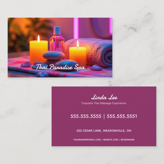 Massage Therapy Neon Business Card (Front/Back)
