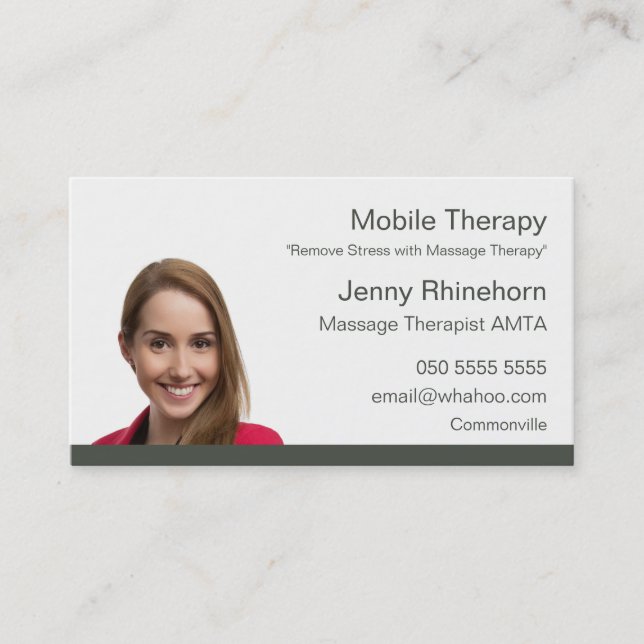 Massage Therapy Portrait Name Card (Front)