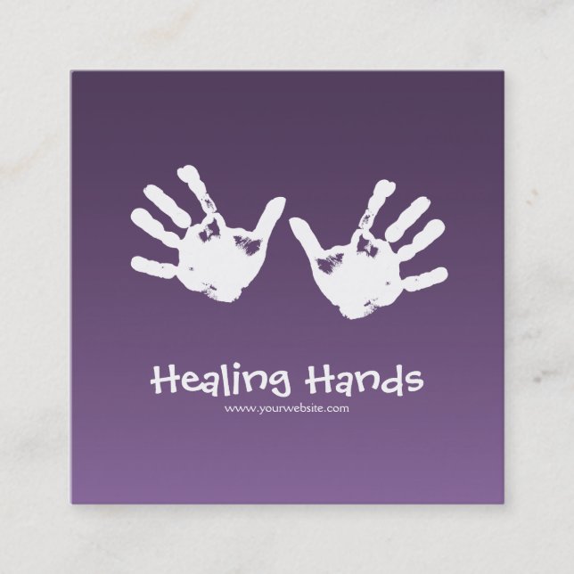 Massage therapy - purple square business card (Front)