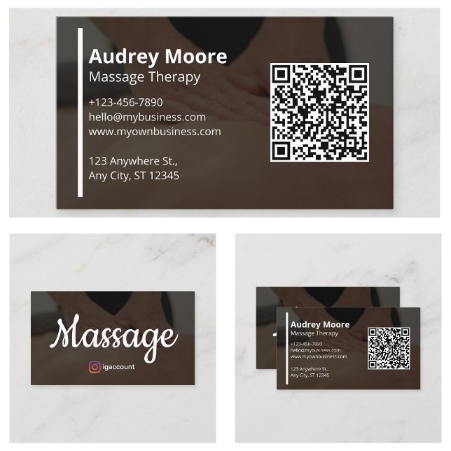 Massage Therapy QR Code Integration Business Card (Massage Therapy QR Code Integration Business Card
)
