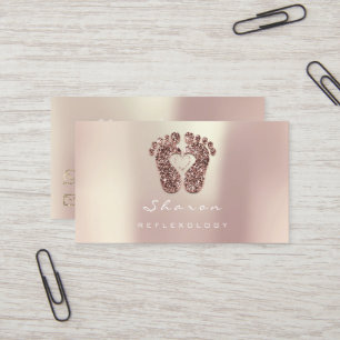 Massage Therapy Reflexology Copper Gold Glitter Business Card
