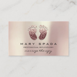 Massage Therapy Reflexology Feet Pink Rose Gold Business Card