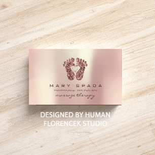 Massage Therapy Reflexology Feet Reiki Rose Glitte Business Card