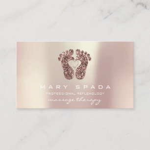 Massage Therapy Reflexology Feet Reiki Rose Gold Business Card