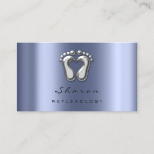 Massage Therapy Reflexology Silver Grey Blue Navy Business Card
