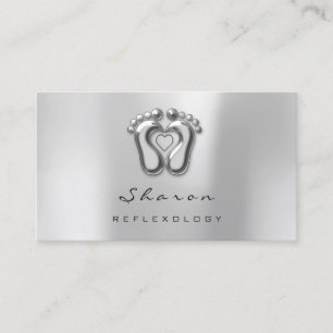 Massage Therapy Reflexology Silver Grey Grey Business Card