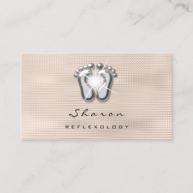 Massage Therapy Reflexology Therapist Silver Ivory Business Card (Front)