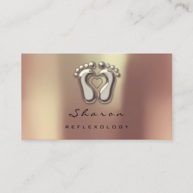 Massage Therapy Reflexology Therapy Copper Ivory Business Card (Front)