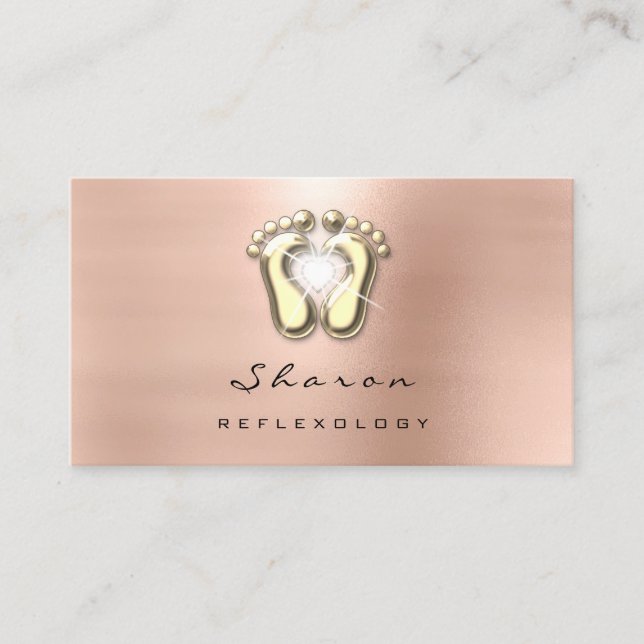 Massage Therapy Reflexology Therapy Gold Skinny Business Card (Front)